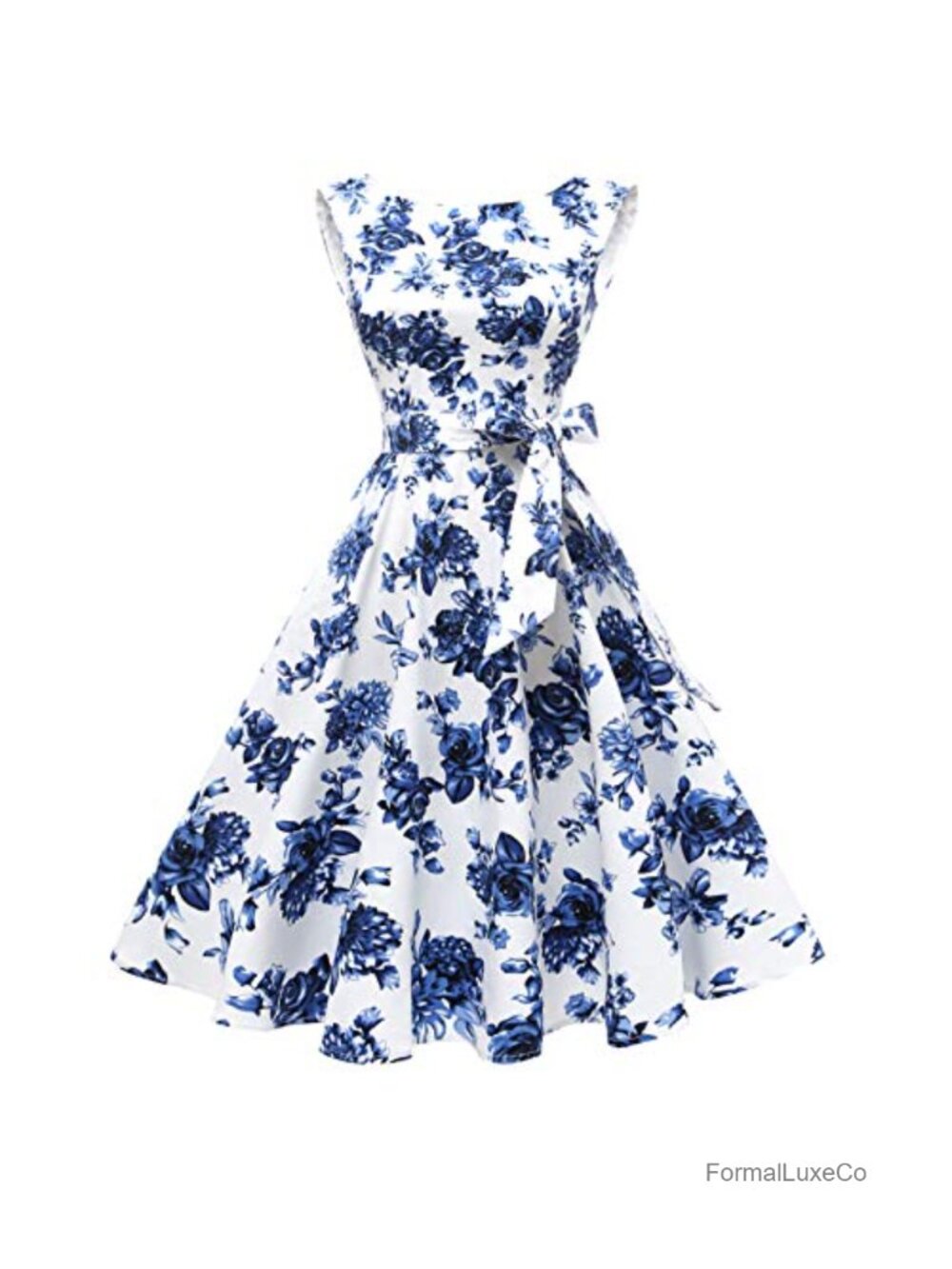 Sleeveless Boatneck A-Line Cocktail Dress Retro 1950s Vintage
